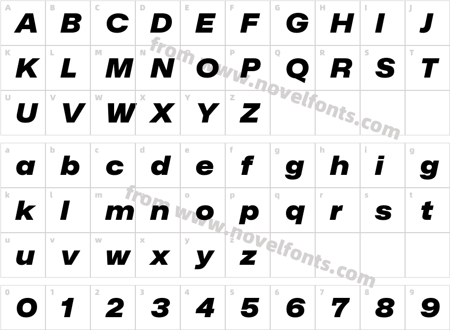 Mona-Sans Black Wide ItalicCharacter Map