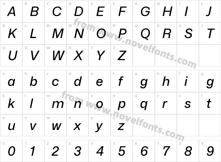 Mona-Sans Medium ItalicCharacter Map