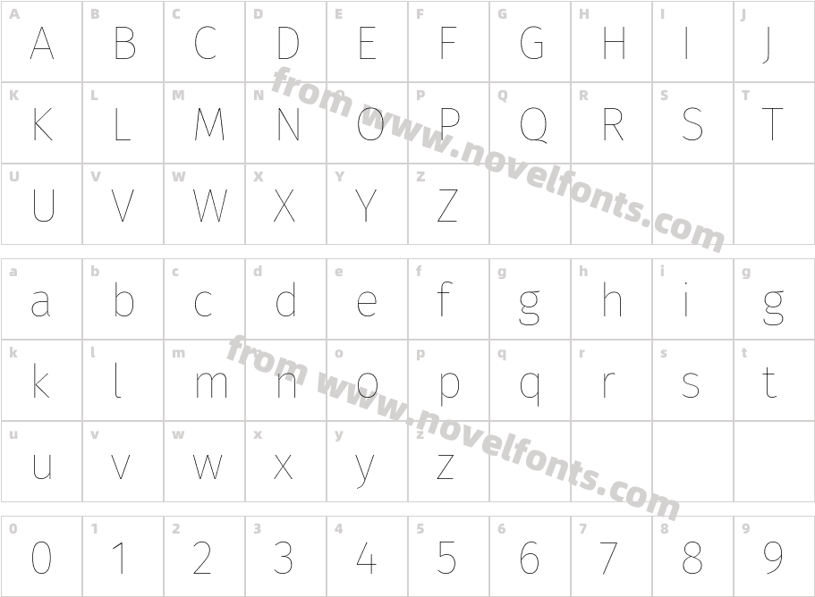 Fira Sans HairCharacter Map