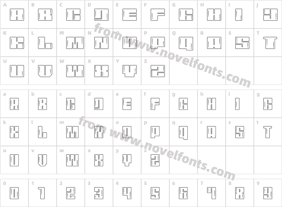 Monssla OutlineCharacter Map