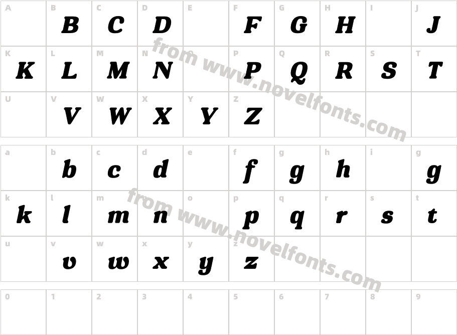 Montnapha DEMO Black ItalicCharacter Map