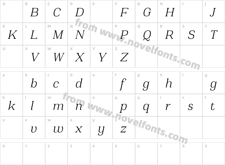 Montnapha DEMO Light ItalicCharacter Map