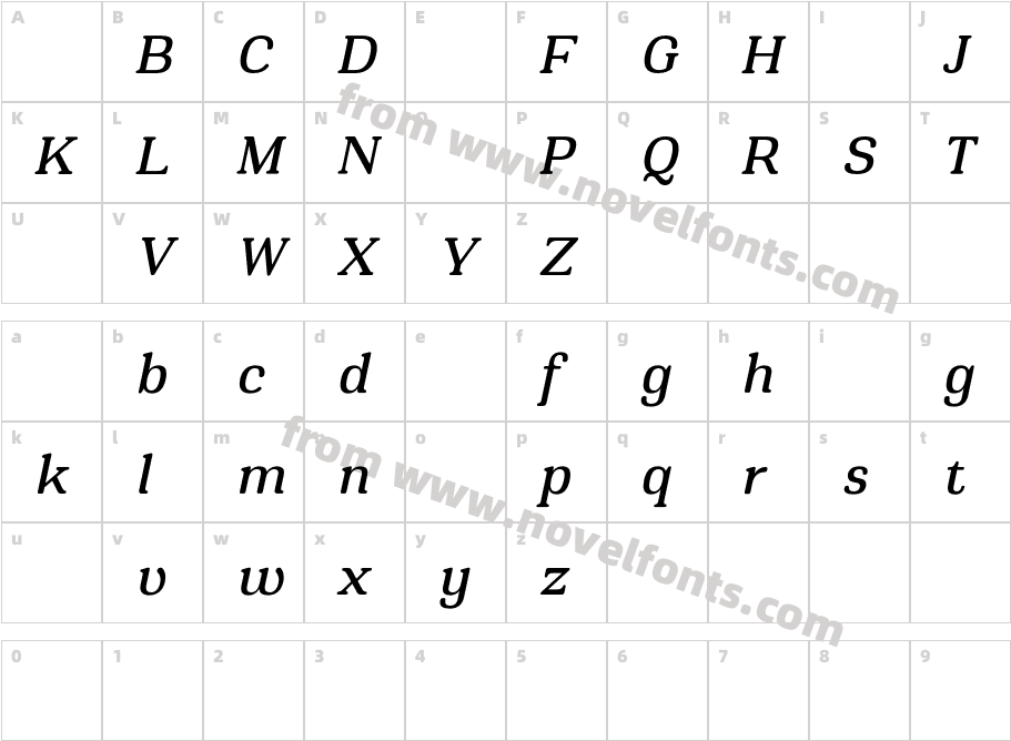 Montnapha DEMO Medium ItalicCharacter Map