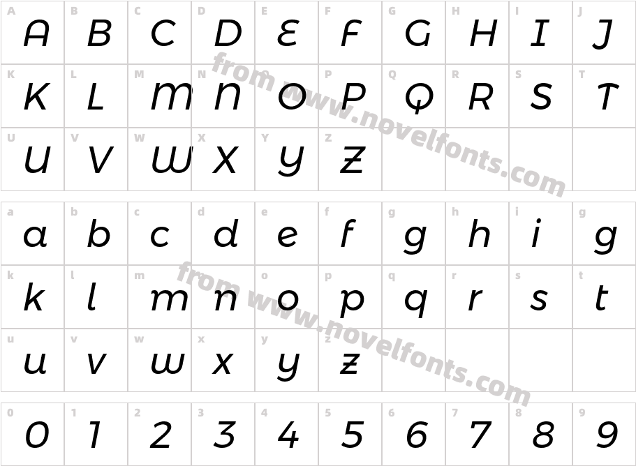 Montserrat Alternates ItalicCharacter Map