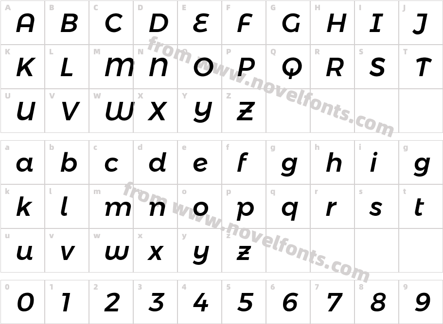 Montserrat Alternates Medium ItalicCharacter Map