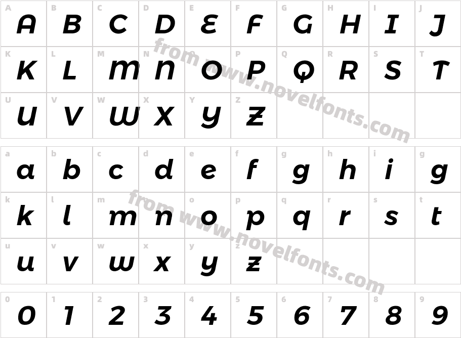 Montserrat Alternates SemiBold ItalicCharacter Map