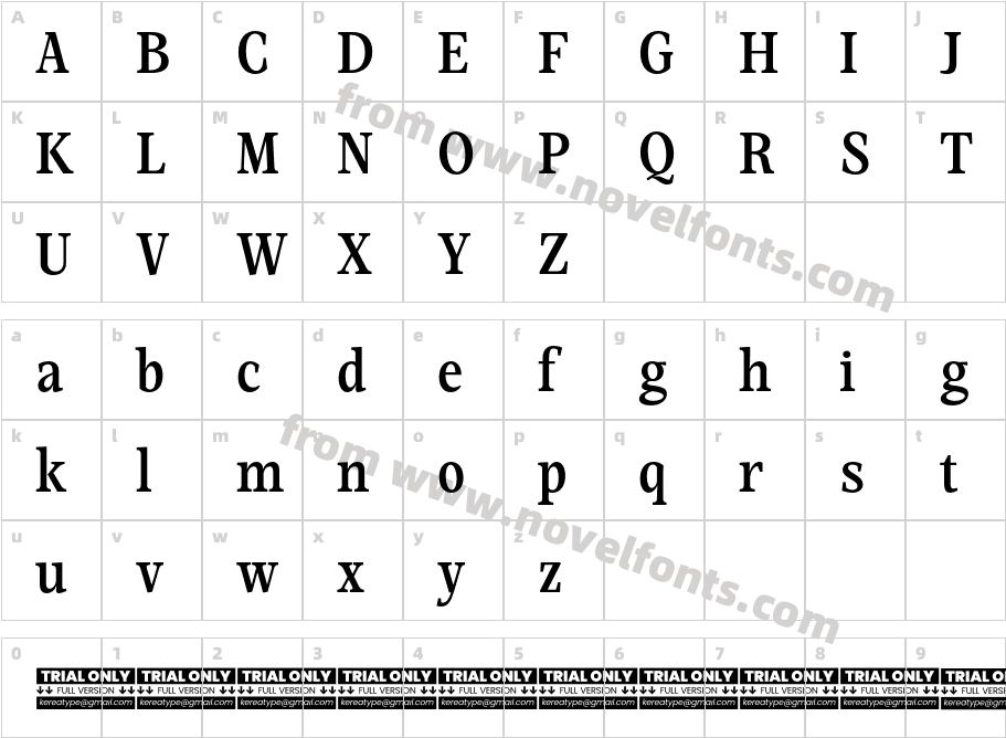 Mountella Trial MediumCharacter Map