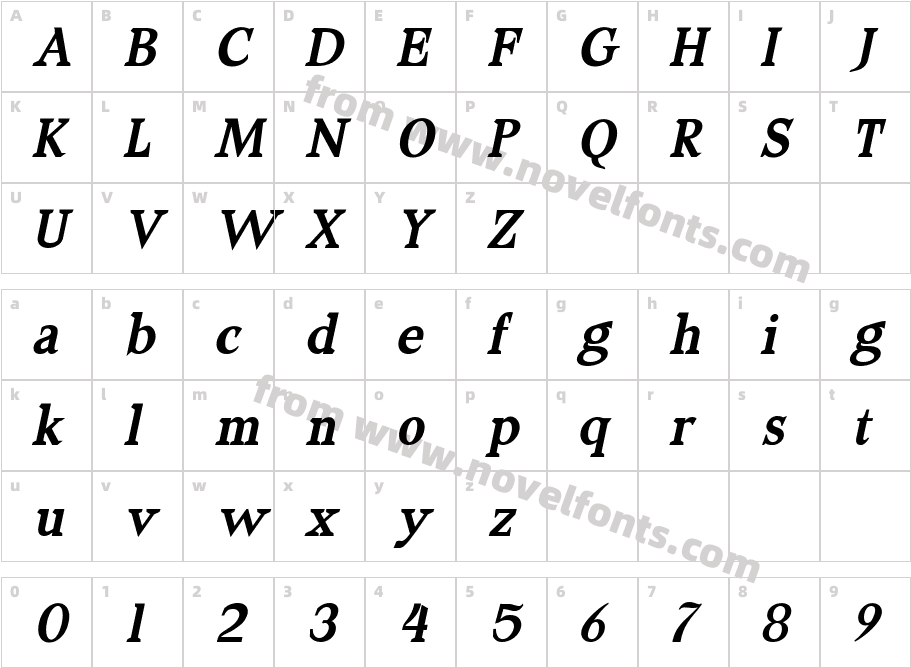 MouvereBoldItalic-DOmaRCharacter Map