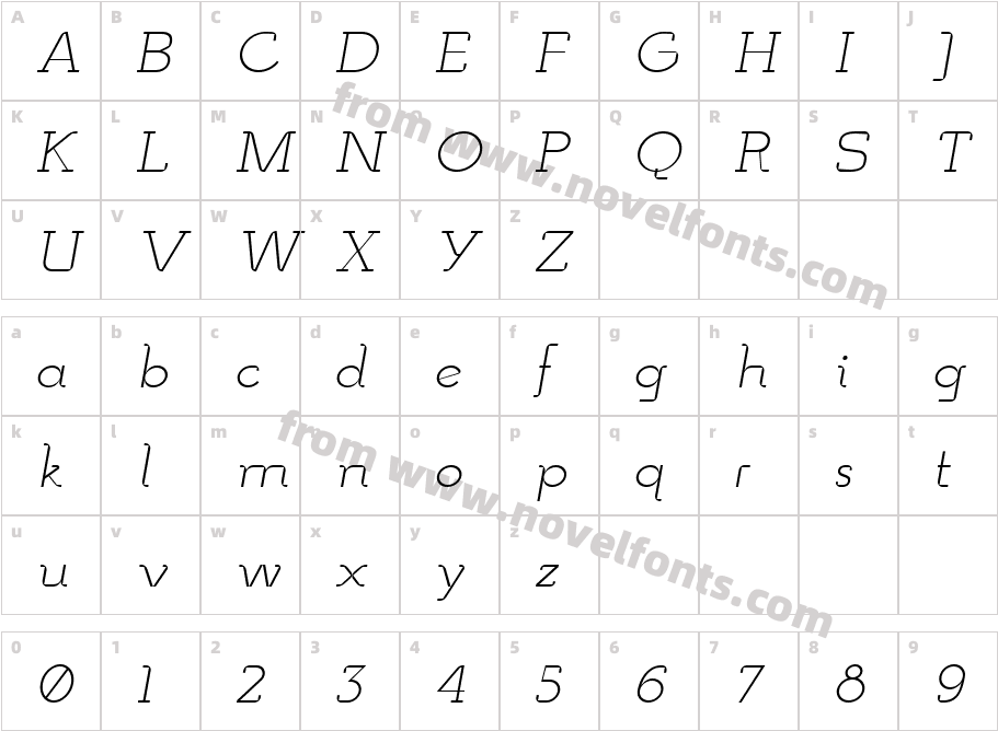 Mudzil-AlternateRegularItalicCharacter Map