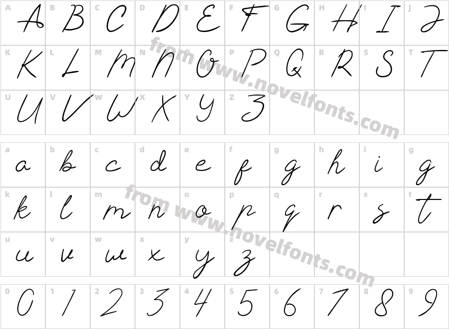 MuttiaraRegularCharacter Map