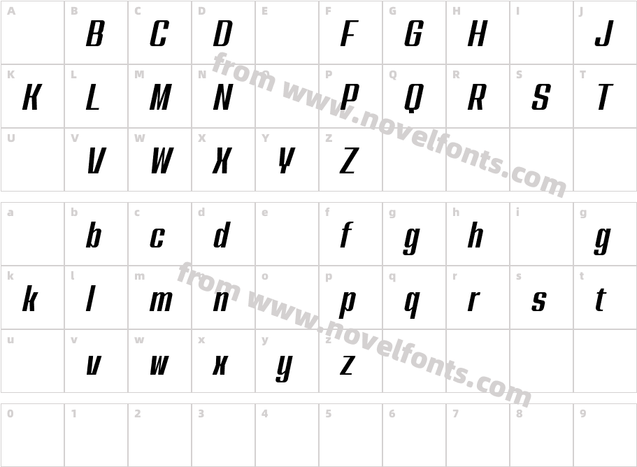 Nanueng DEMO Bold ItalicCharacter Map