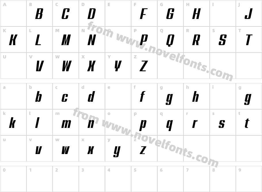 Nanueng DEMO ExtraBold ItalicCharacter Map