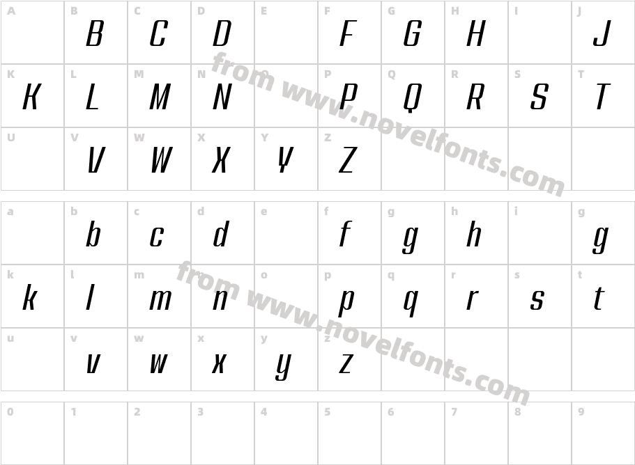 Nanueng DEMO Medium ItalicCharacter Map