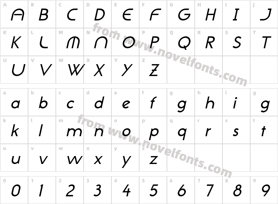 NeoGothisADFStd-MediumObliqueCharacter Map