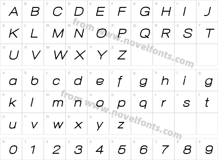 NeoGram-ItalicExtdCharacter Map