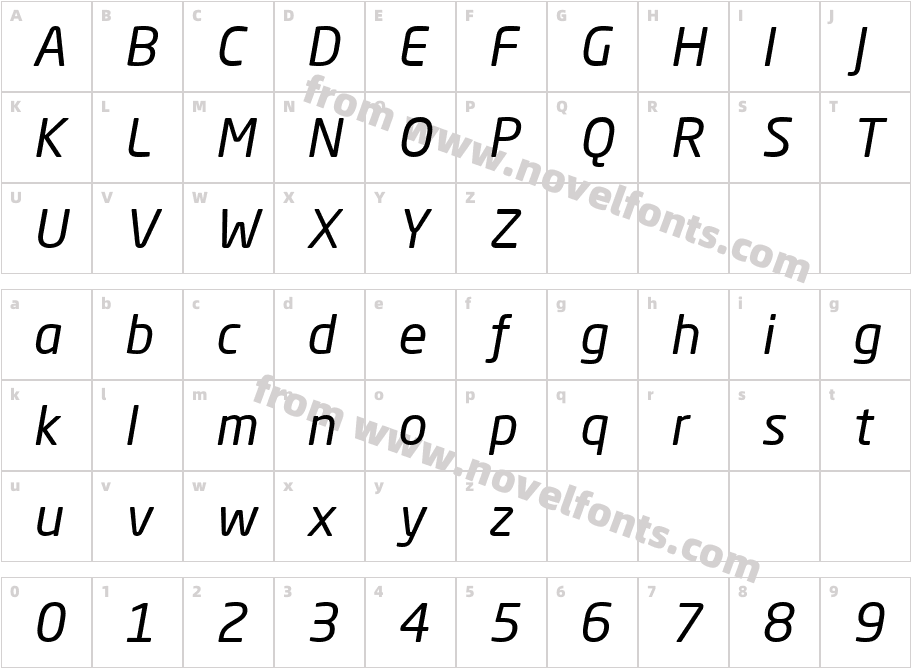 NeoSansPro-ItalicCharacter Map