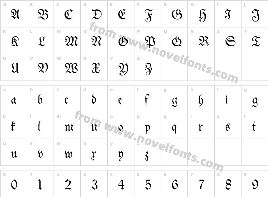 NeueTheuerdankFrakturUNZ1-ItalicCharacter Map