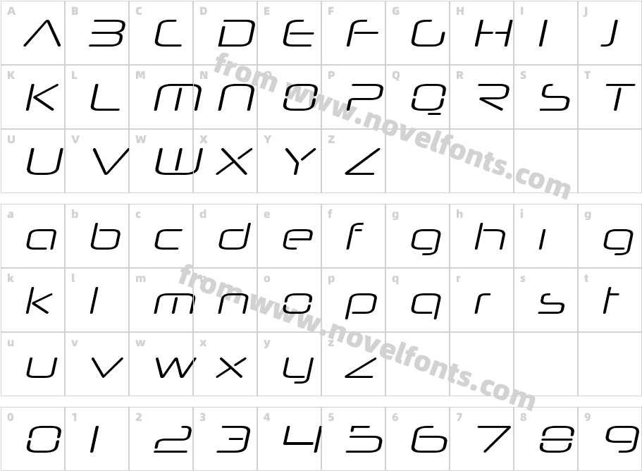 NeuropolNovaLt-ItalicCharacter Map