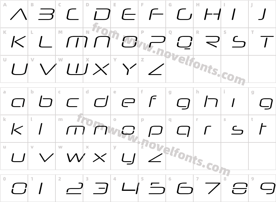 NeuropolNovaXpLt-ItalicCharacter Map