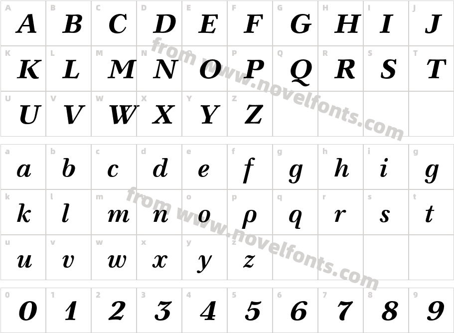 NevaC-BoldItalicCharacter Map