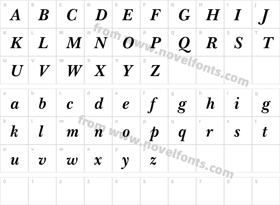 NewBaskervilleExpOdC-BoldItalicCharacter Map