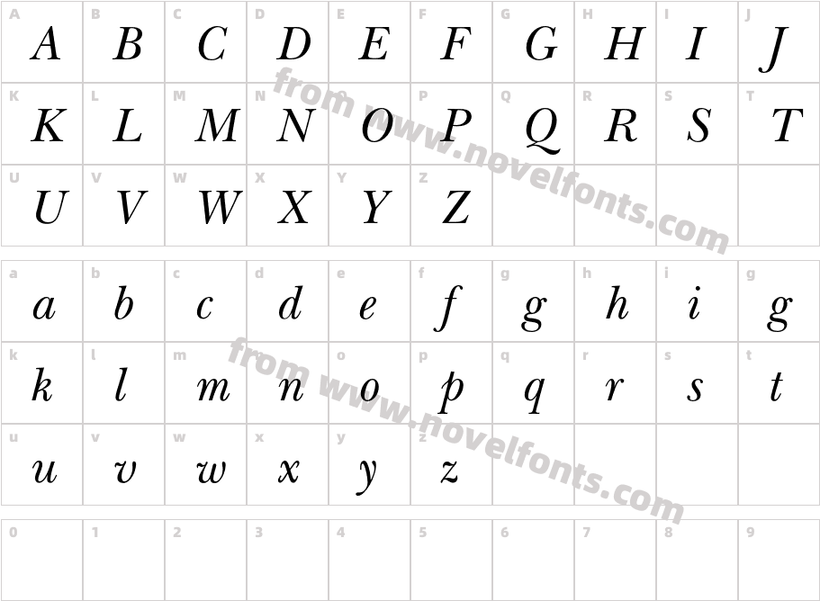 NewBaskervilleExpOdC-ItalicCharacter Map