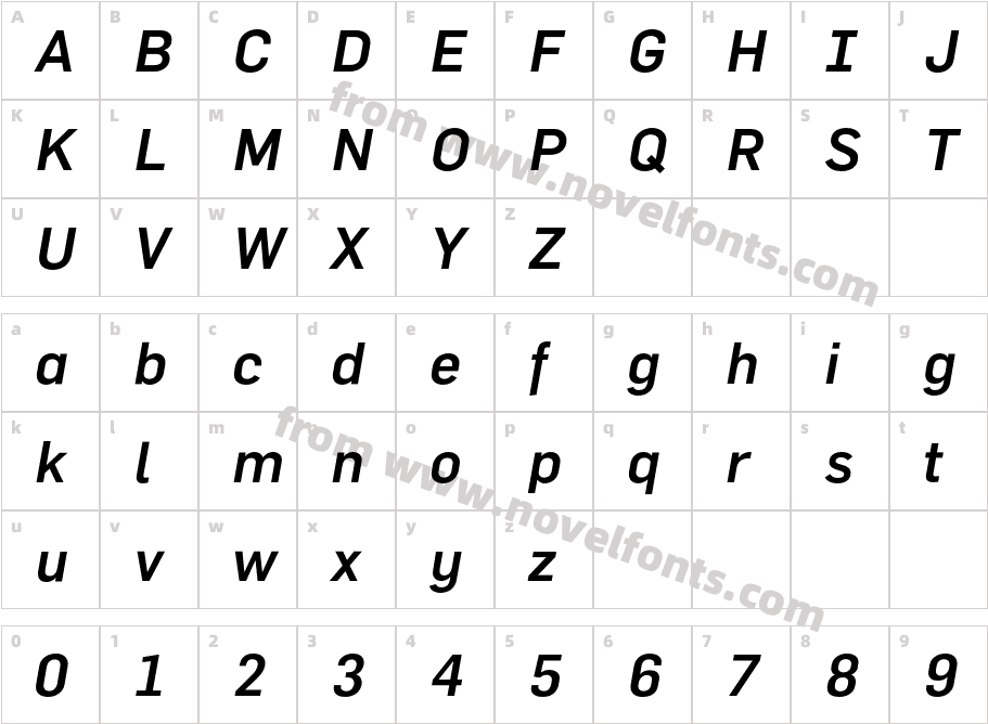 FlamaMedium-ItalicCharacter Map