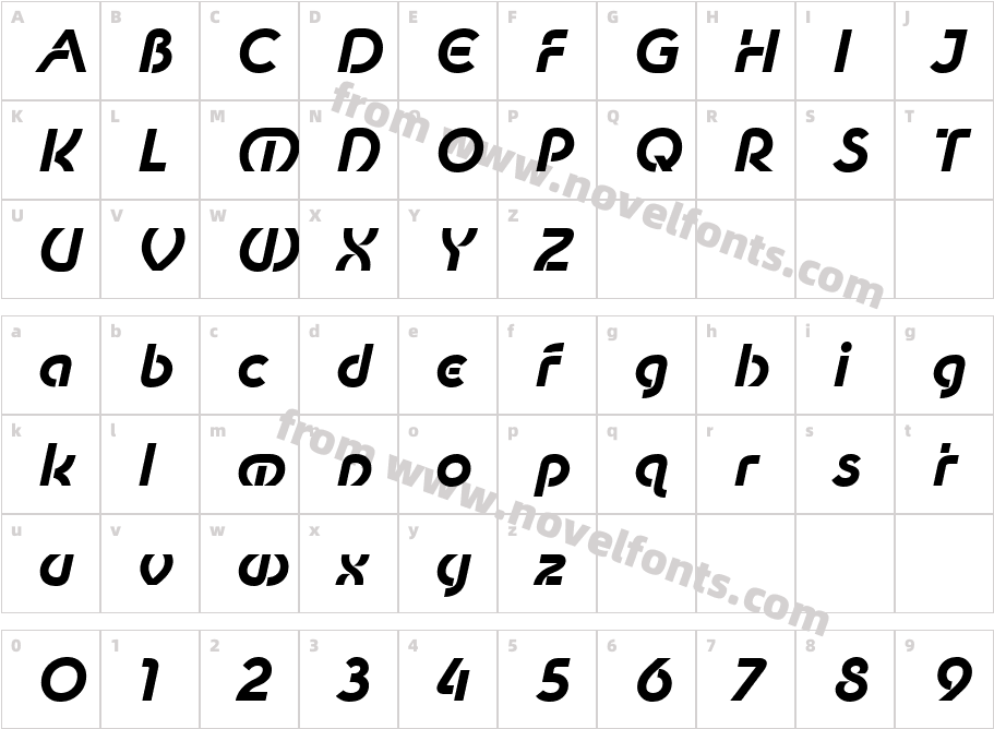 Newest Shape Bold ObliqueCharacter Map