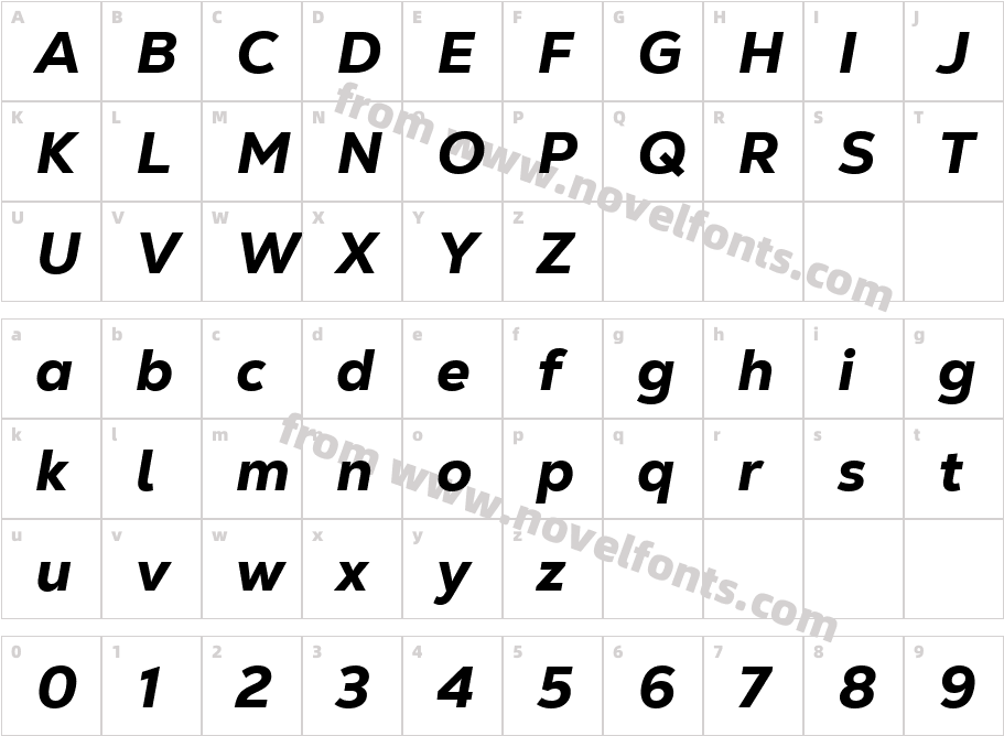 Nexa Text-Trial Heavy ItalicCharacter Map