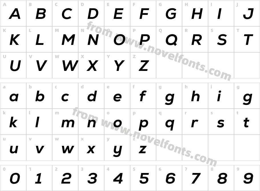 Nexa-Trial Extra Bold ItalicCharacter Map