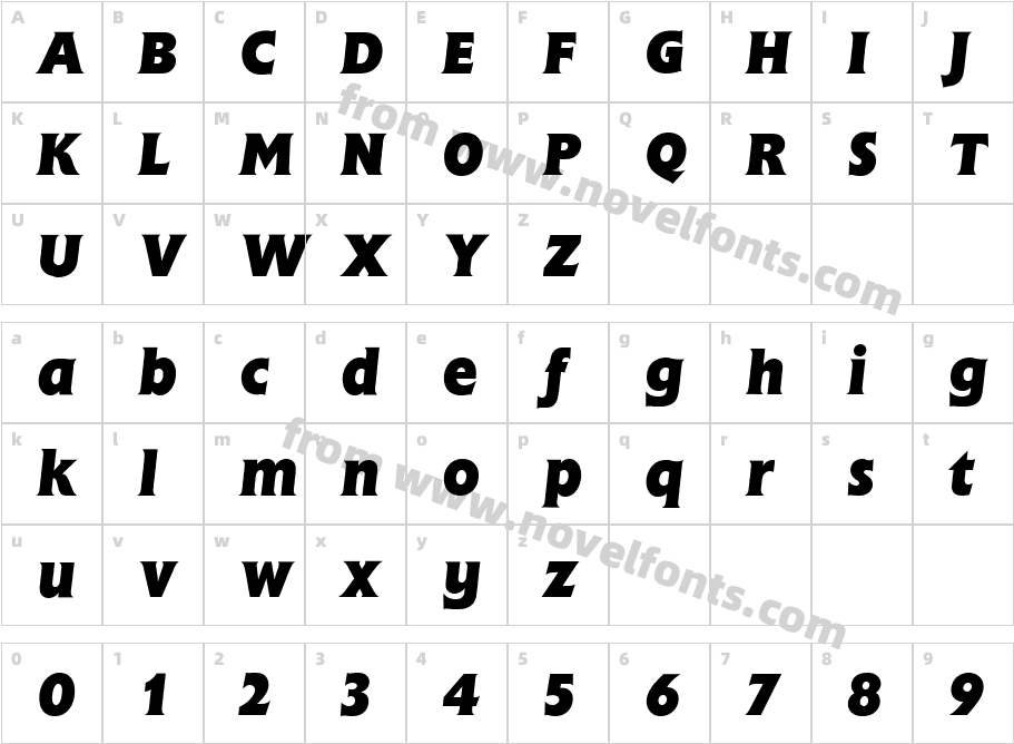 Flange (R) Bold ItalicCharacter Map