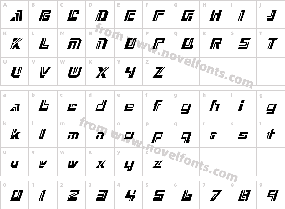 NexxusItalicCharacter Map