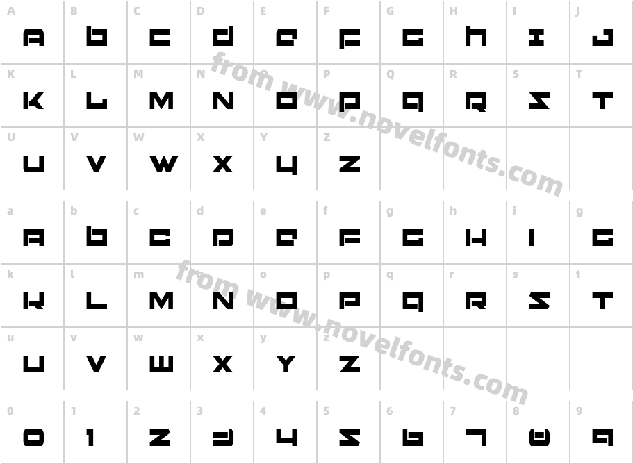 Ninjabot CondensedCharacter Map