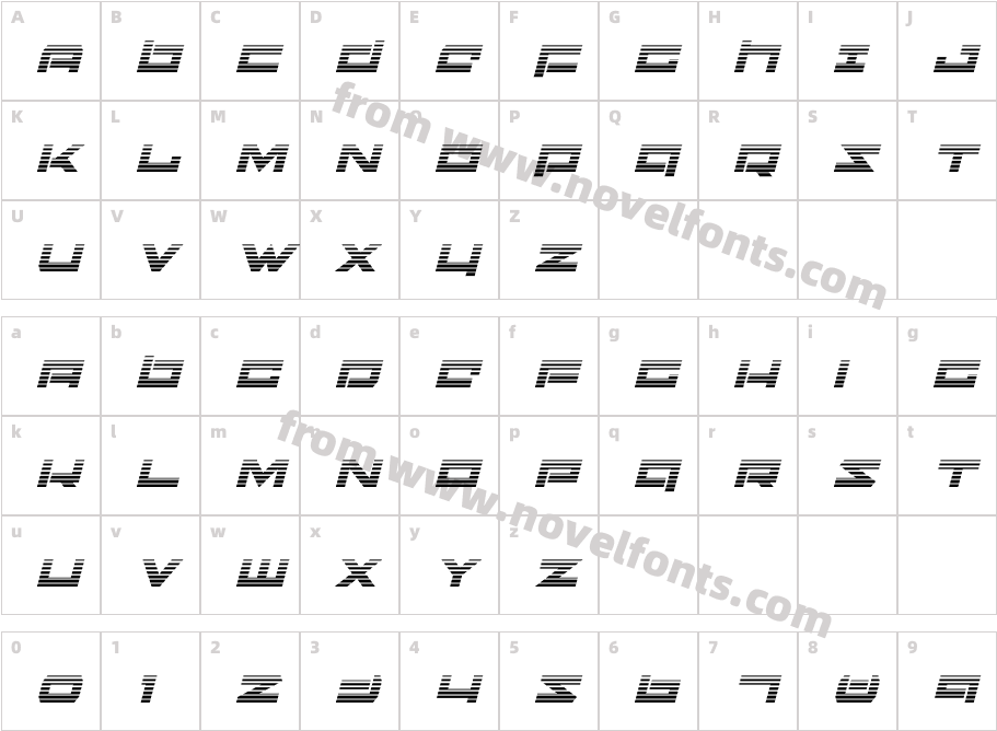 Ninjabot Gradient ItalicCharacter Map