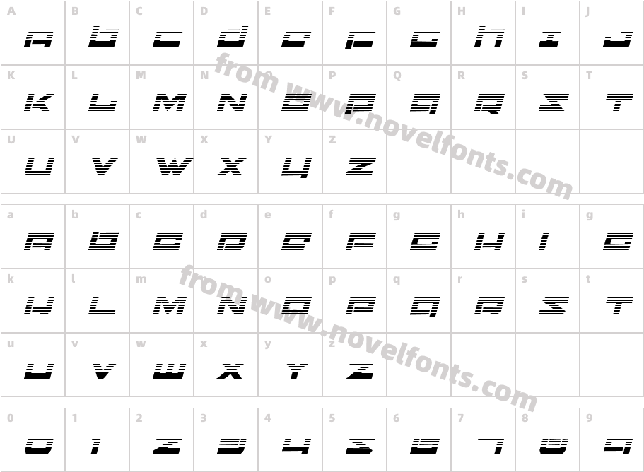 Ninjabot Gradient ItalicCharacter Map