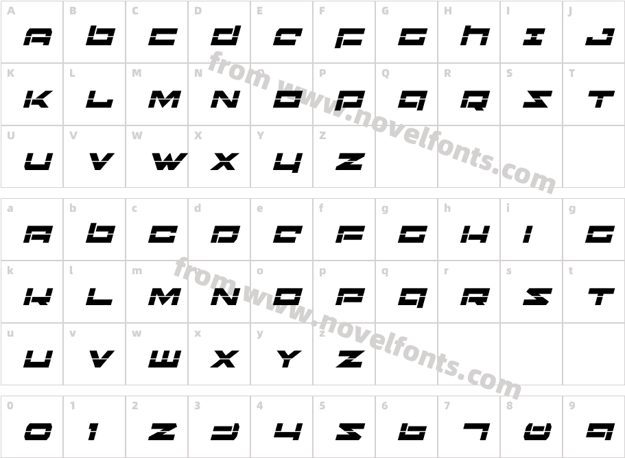 Ninjabot Laser ItalicCharacter Map