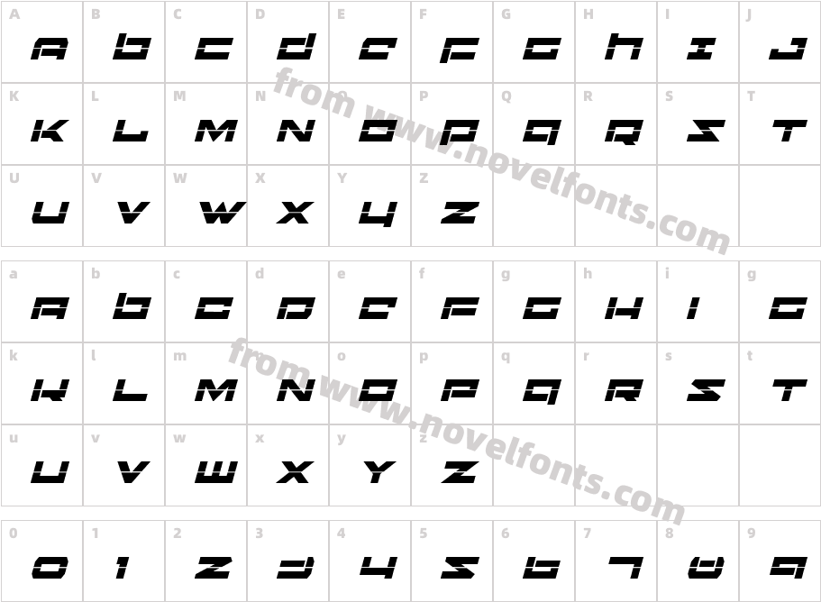 Ninjabot Laser ItalicCharacter Map