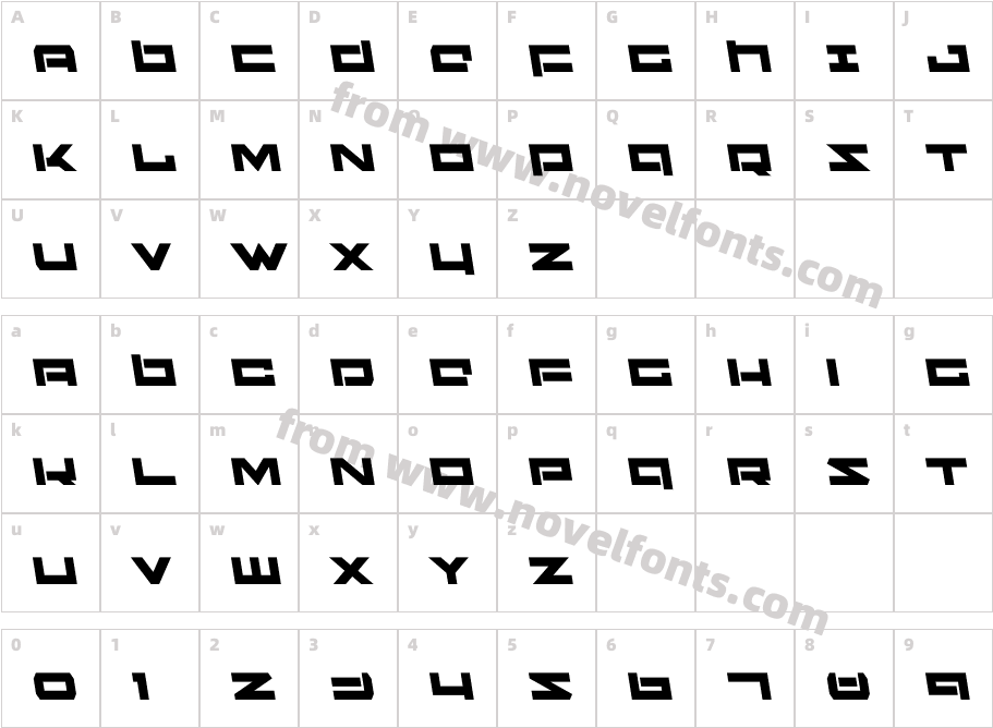 Ninjabot Semi-LeftalicCharacter Map