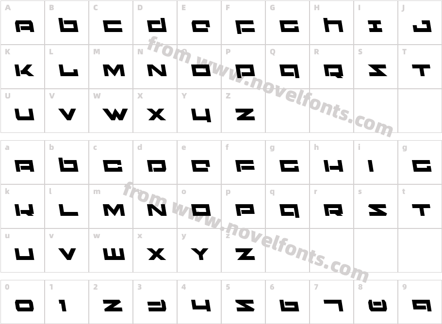 Ninjabot Semi-LeftalicCharacter Map