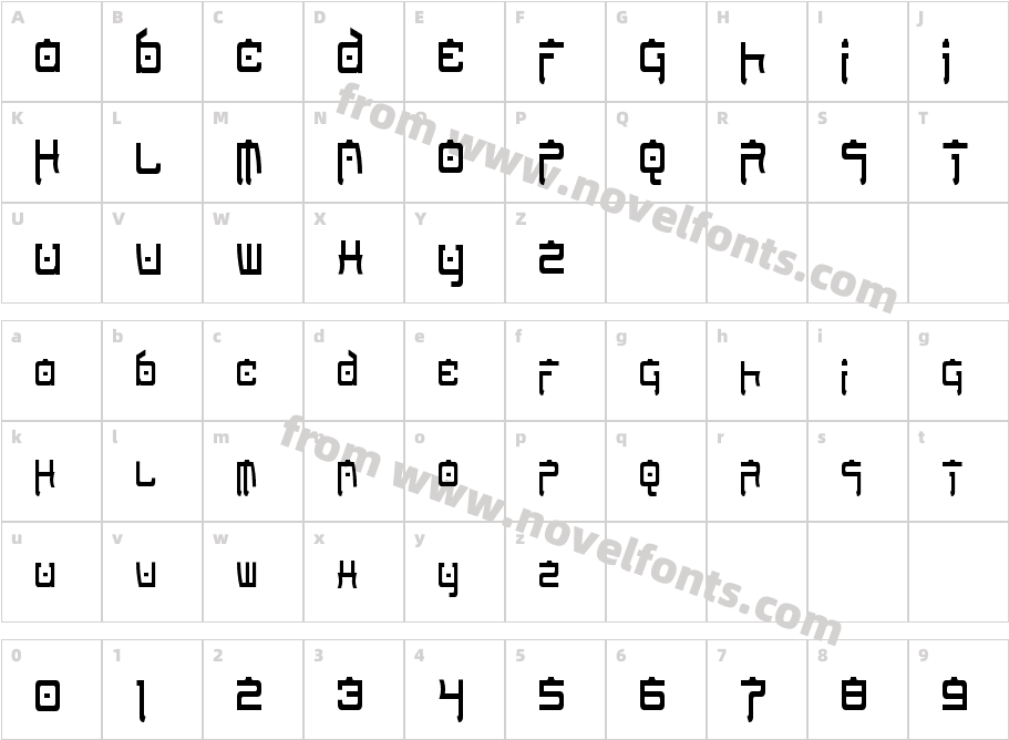 NipponTechCondensedCharacter Map