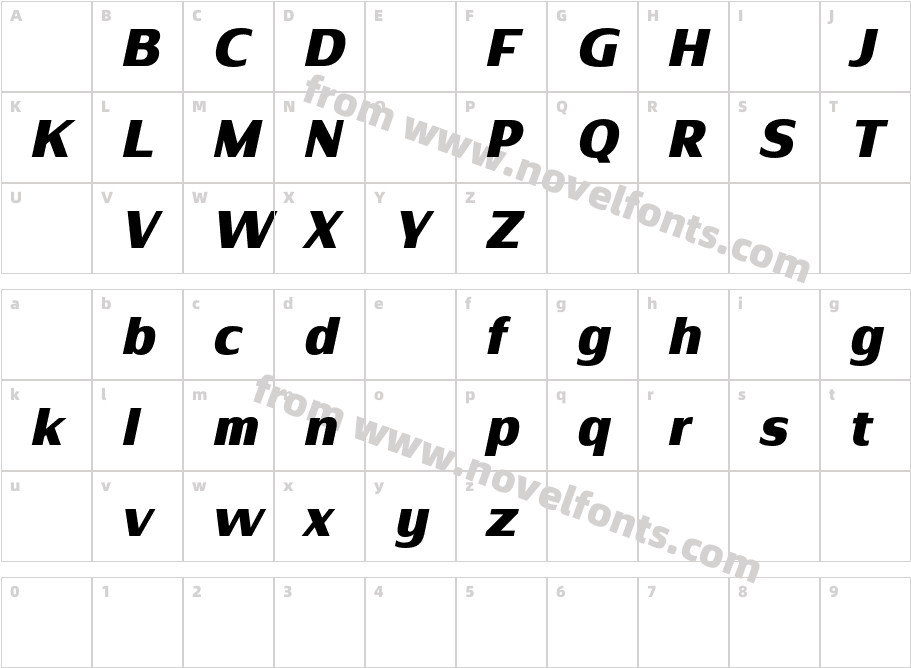 Nirand DEMO Black ItalicCharacter Map