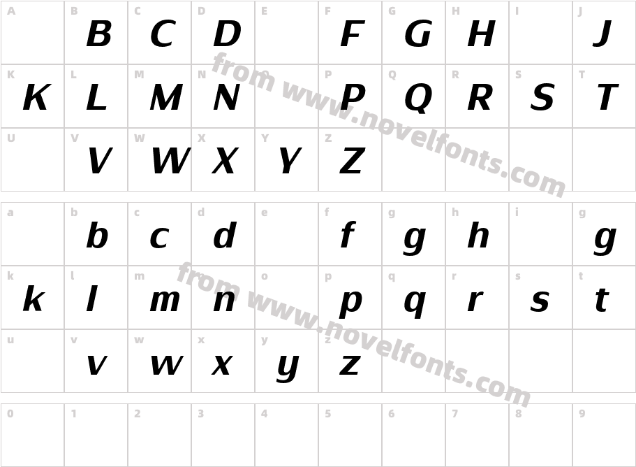 Nirand DEMO Bold ItalicCharacter Map