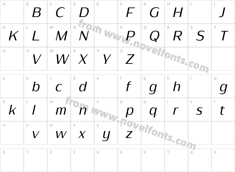 Nirand DEMO ItalicCharacter Map