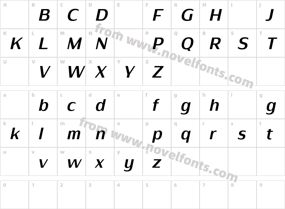 Nirand DEMO SemiBold ItalicCharacter Map