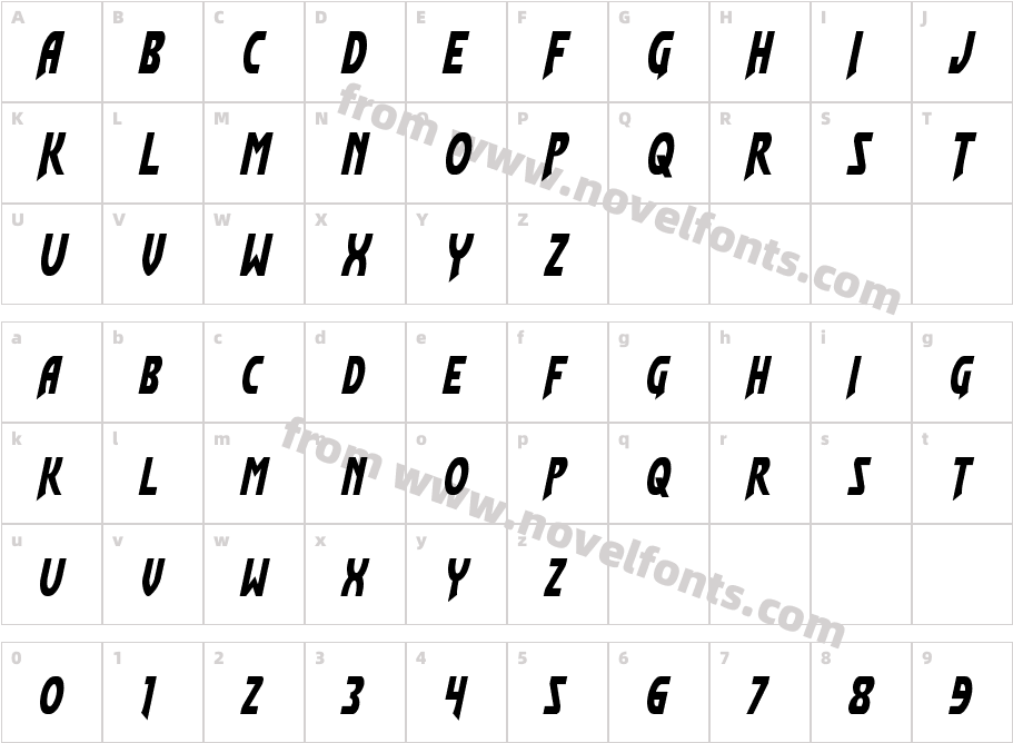 Flash Rogers CondensedCharacter Map