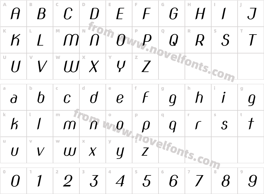 Nova Round Slim Book ObliqueCharacter Map