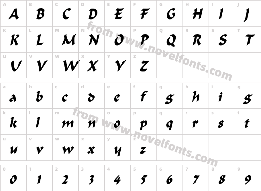 Flat Brush Condensed BoldItalicCharacter Map