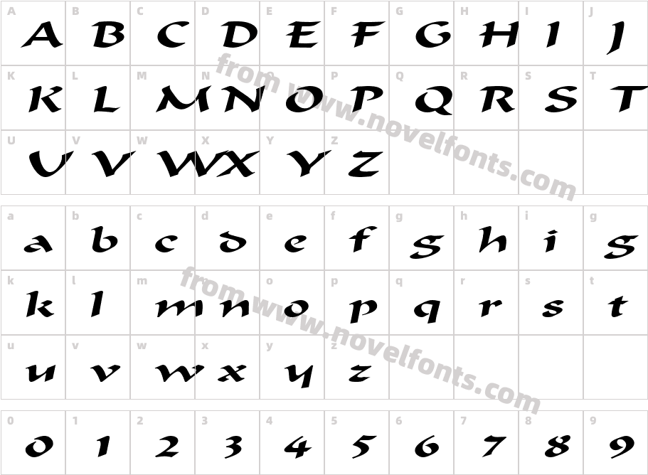 Flat Brush Extended ItalicCharacter Map