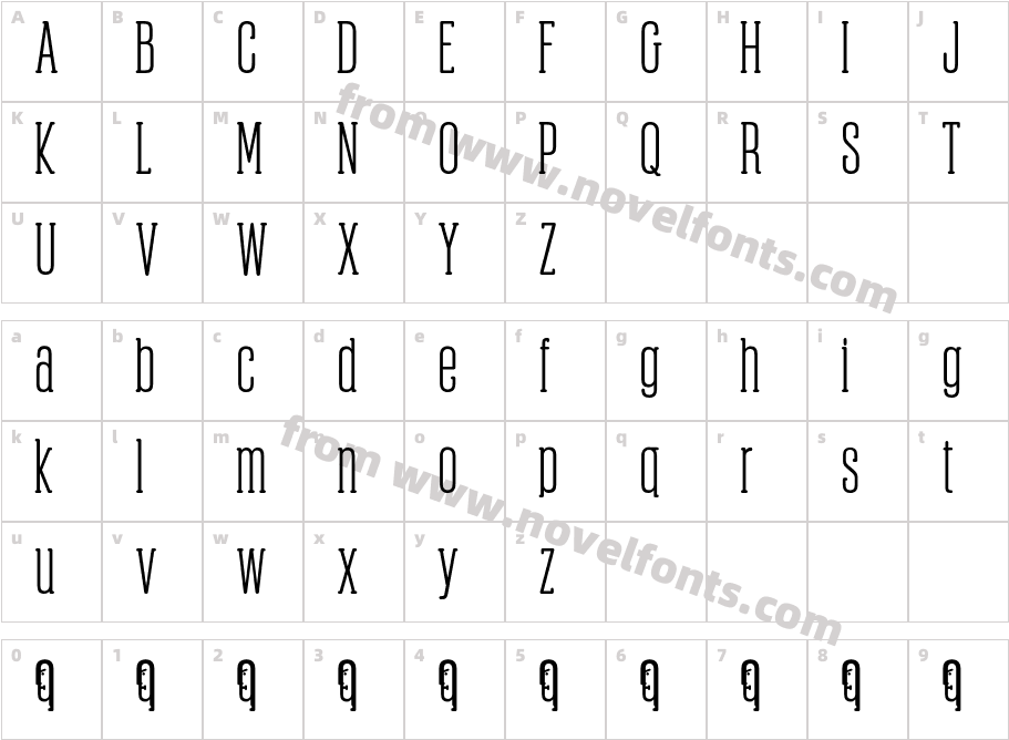 Obcecada SerifCharacter Map