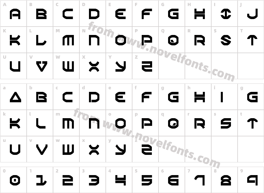 OberonCondensedCharacter Map